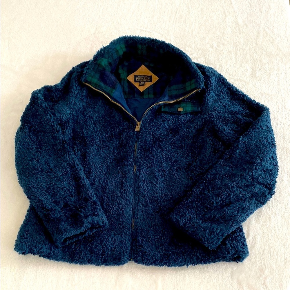 Pendleton Blue and Green Plaid Woolen Womens Medium Jacket. Size M